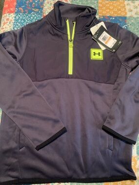 Under Armour boys Zip Pullover with Lime Accent sz YSM